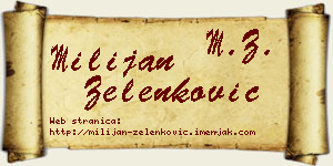 Milijan Zelenković vizit kartica